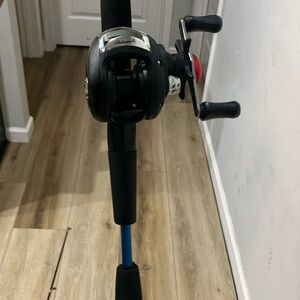 Black and Blue Fishing Rod with Reel